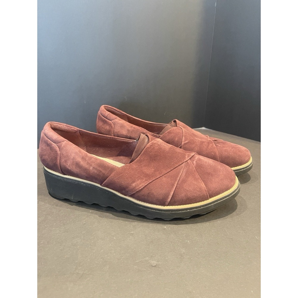 Clarks Leather Slip-Ons  (Sharon Form) Burgundy Size‎ 12